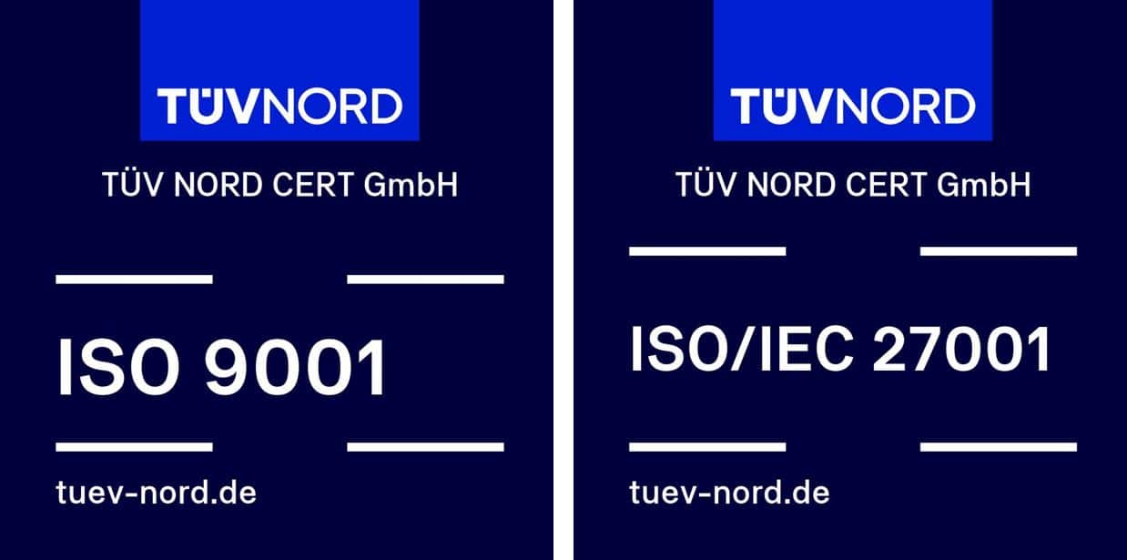 Logo ISO/IEC 27011 und ISO 9001