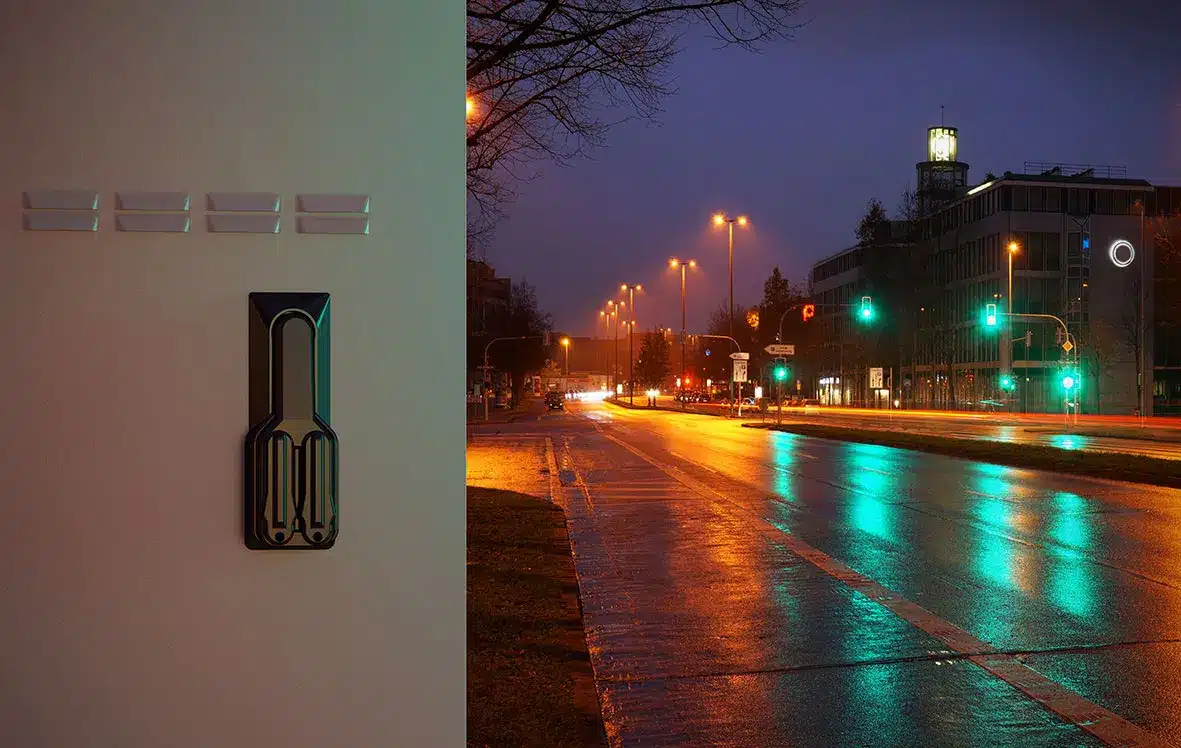 Bild einer deutschen Straße bei Nacht